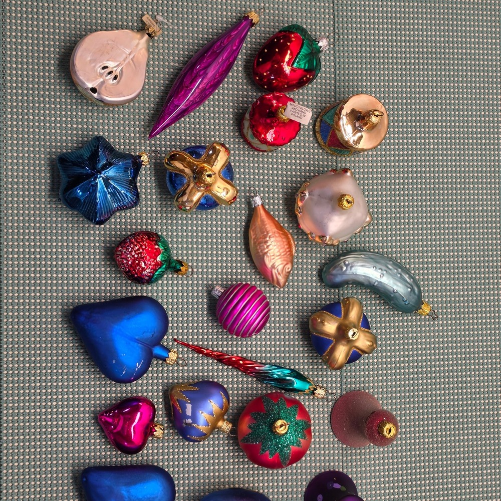 Lot of 24 Vintage & Vintage Inspired Ornaments Decorations Bells Crowns Hearts